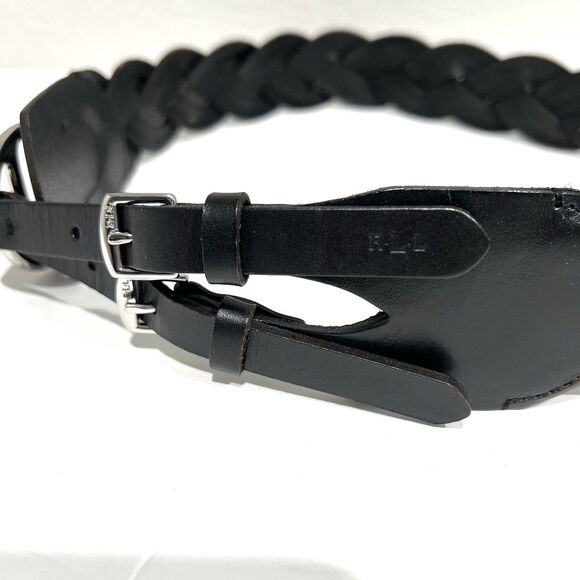 Lauren Ralph Lauren Women’s Black Braided Double Strap Equestrian  Belt Size L